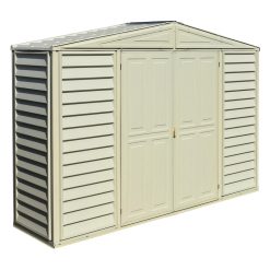 SidePro 10 x 3 (2.6 m²) Abri de jardin en plastique avec kit de fondation en métal, structure de toit en métal robuste, abri en vinyle sans entretien - Ivoire