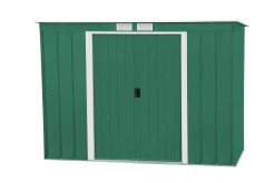 ECO ECO 8 x 4 (2.85 m²) abri de jardin en métal à toit pentu, Abri de jardin en métal galvanisé à chaud, Abri de stockage d'outils, structure de toit renforcée, vert