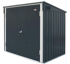 abri pour poubelles pour 2 avec ouverture par le haut et portes doubles verrouillables, abri de jardin en métal, cachettes pour poubelles, Abri pour poubelles, 154x96x131 cm, anthracite