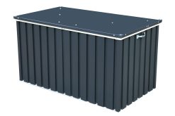 DH 1.3 (585 L) Coffre de Rangement de jardin en métal avec vérin à gaz hydraulique, coffre de terrasse et rangement de meubles de jardin, Boîte de rangement coussins, anthracite