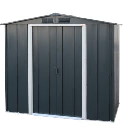 ECO 6 x 4 (2.47 m2) Abri de jardin en métal, Abri de stockage en métal galvanisé à chaud, Abri de stockage d'outils, Structure de toit robuste et renforcée, Anthracite