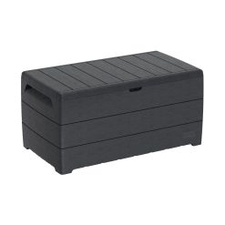 Cedargrain Durabox 416 Litre/ 110 Gallon coffre de rangement de jardin en plastique pour terrasse, coffre à coussins en plastique avec cylindre hydraulique, boîte de patio, Gris foncé