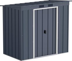 ECO 6 x 4 (2.17 m²) abri de jardin en métal à toit pentu, Abri de jardin en métal galvanisé à chaud, Abri de stockage d'outils, structure de toit renforcée, anthracite